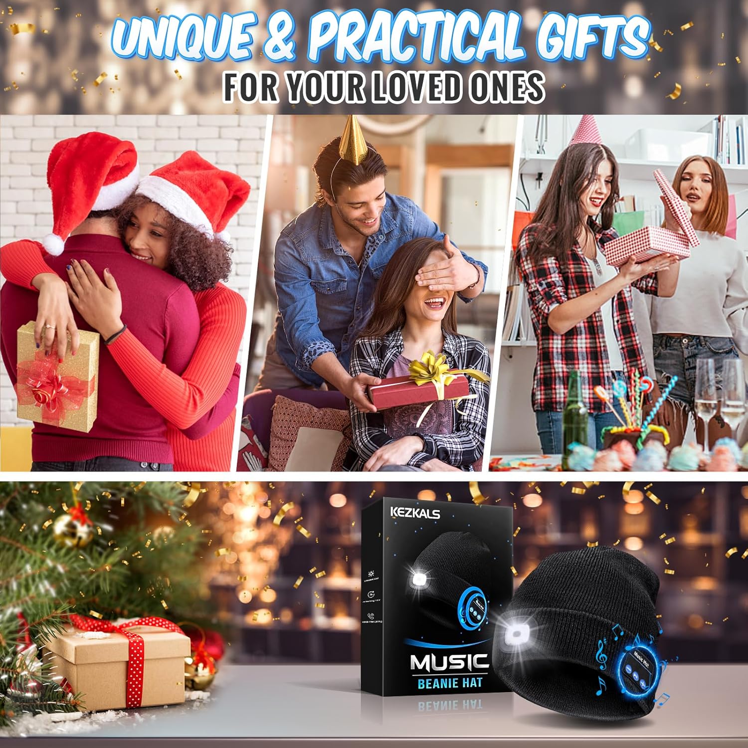 Gifts for Men Bluetooth Beanie Hat, Stocking Stuffers for Adults, Mens Gifts for Christmas, White Elephant Gift for Adults, Gift for Men Who Want Nothing Cool Gadgets, Bluetooth Hat for Husband Women - Image 2