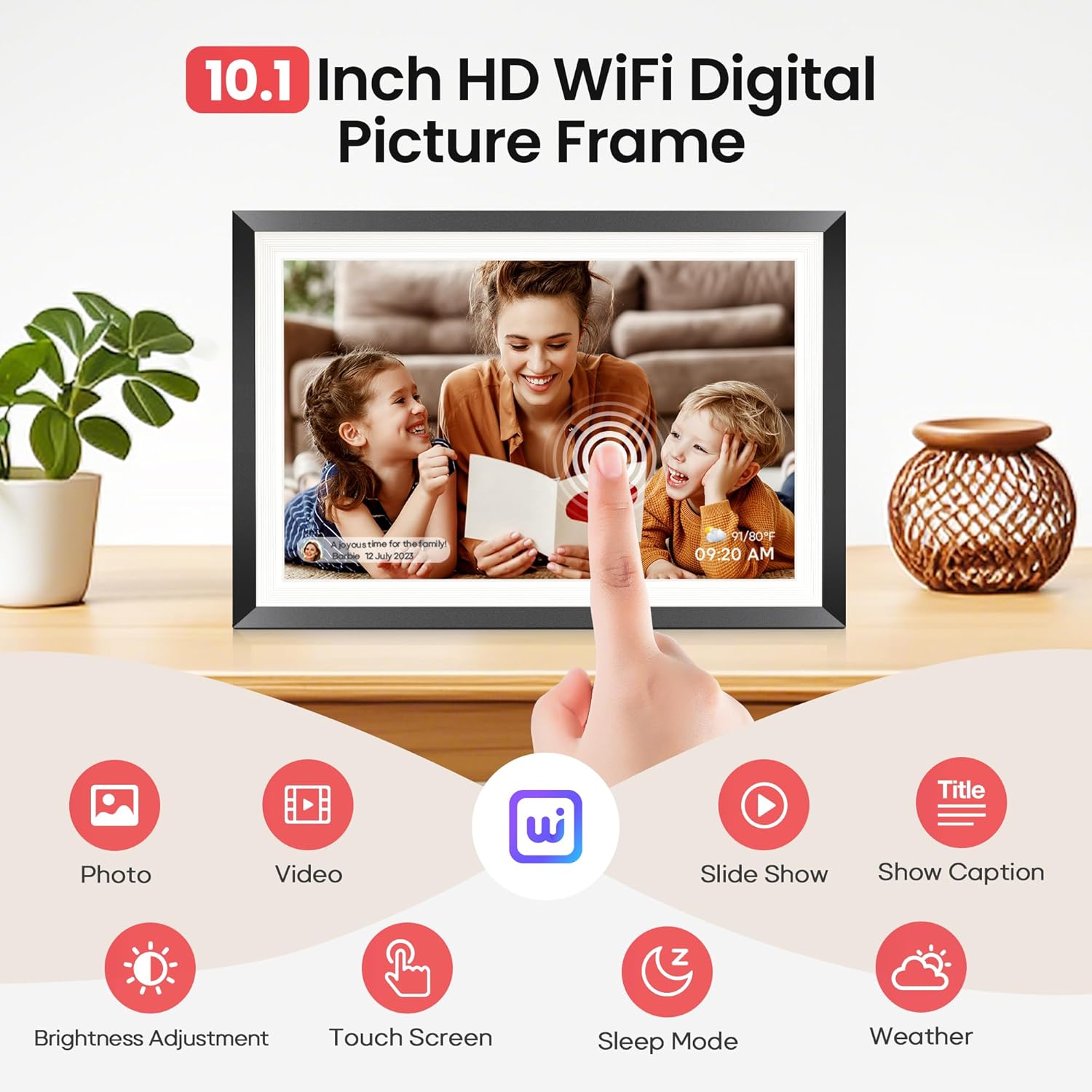 RCA 10.1” WiFi Digital Picture Frame, Electronic Photo Frames 32GB Storage, HD IPS Touch Screen WiFi Frame/Auto Rotate/Wall Mounted, Easy Setup in Uhale App to Share Photo/Video Anytime (Black) - Image 3
