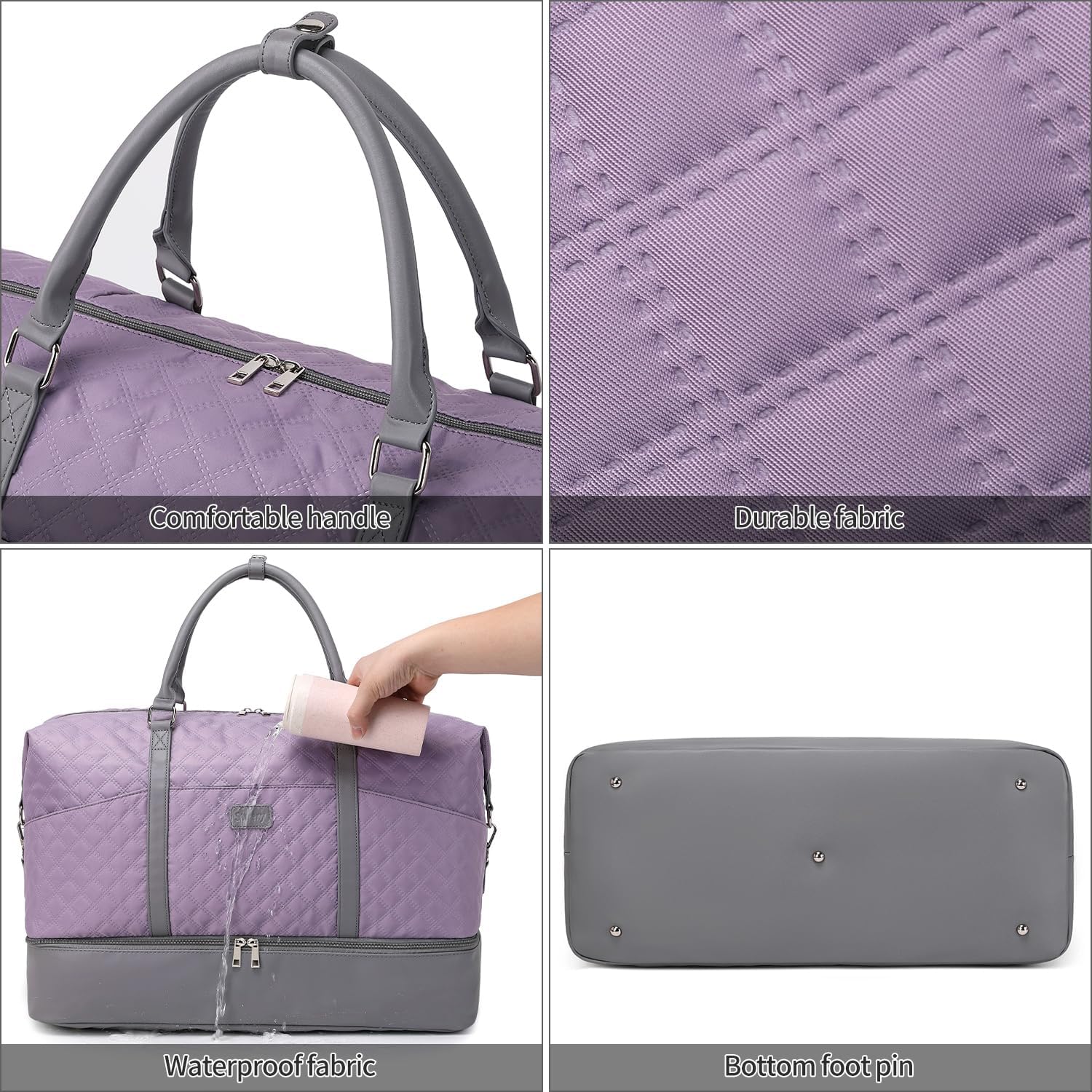 Weekender Bag, Large Travel Duffel Bag for Women, Carry on Overnight Bag with Shoe Compartment and Toiletry Bags - Image 8