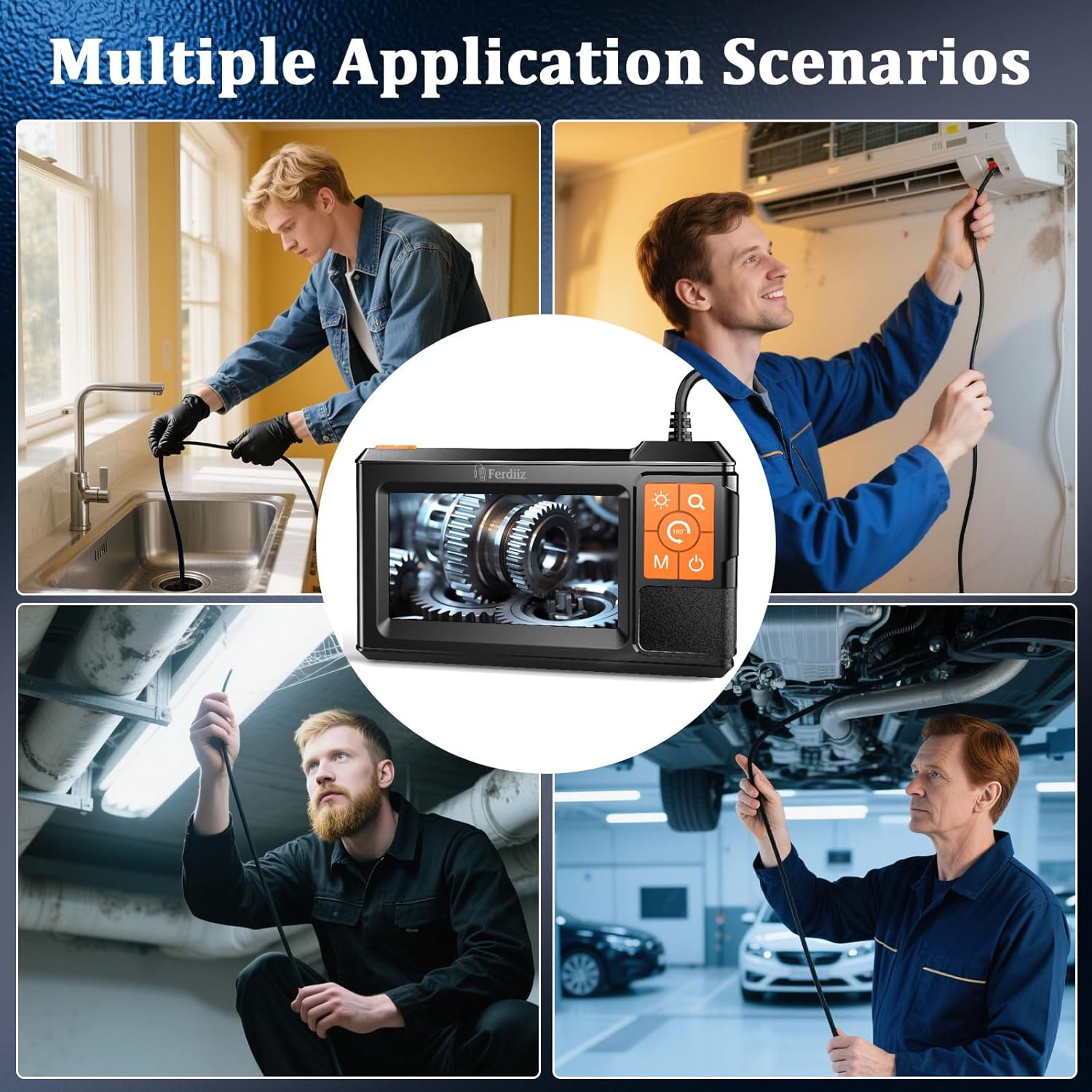 Dual-Lens Borescope with Light, Endoscope Camera with Light with 4.3" IPS Screen,1920P HD with 8 LED Lights,16.4ft Semi-Rigid Cable and Back LED Light,IP67 Waterproof Borescope, Cool Gadgets for Men - Image 7