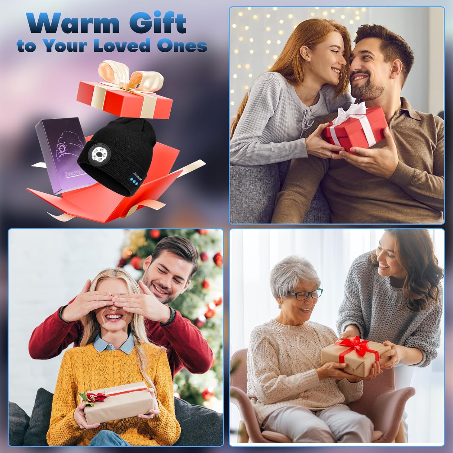 Bluetooth Beanie with Light, 2025 New Musical Knitted Hat with Headphone, Built-in Stereo Speakers Mic, 5 LED Super Bright, USB-C Charging, Cool Gadgets for Men Dad Camping Running Fishing Black - Image 7