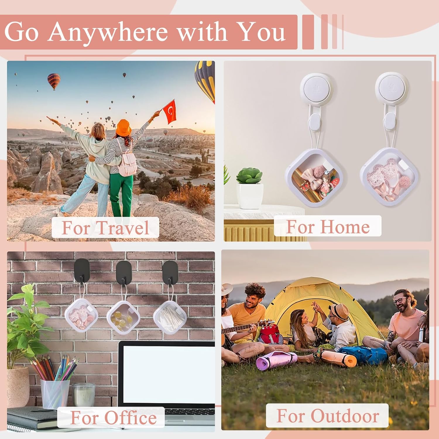 VOCOOL 3 Pcs Portable Hair Tie Organizer, Travel Qtip Holder, Hair Accessories Organizer, Storage Boxes, Hanging Small Items Containers, Cotton Swab Dispenser, Gifts for Girls, Women, Mom - Image 6