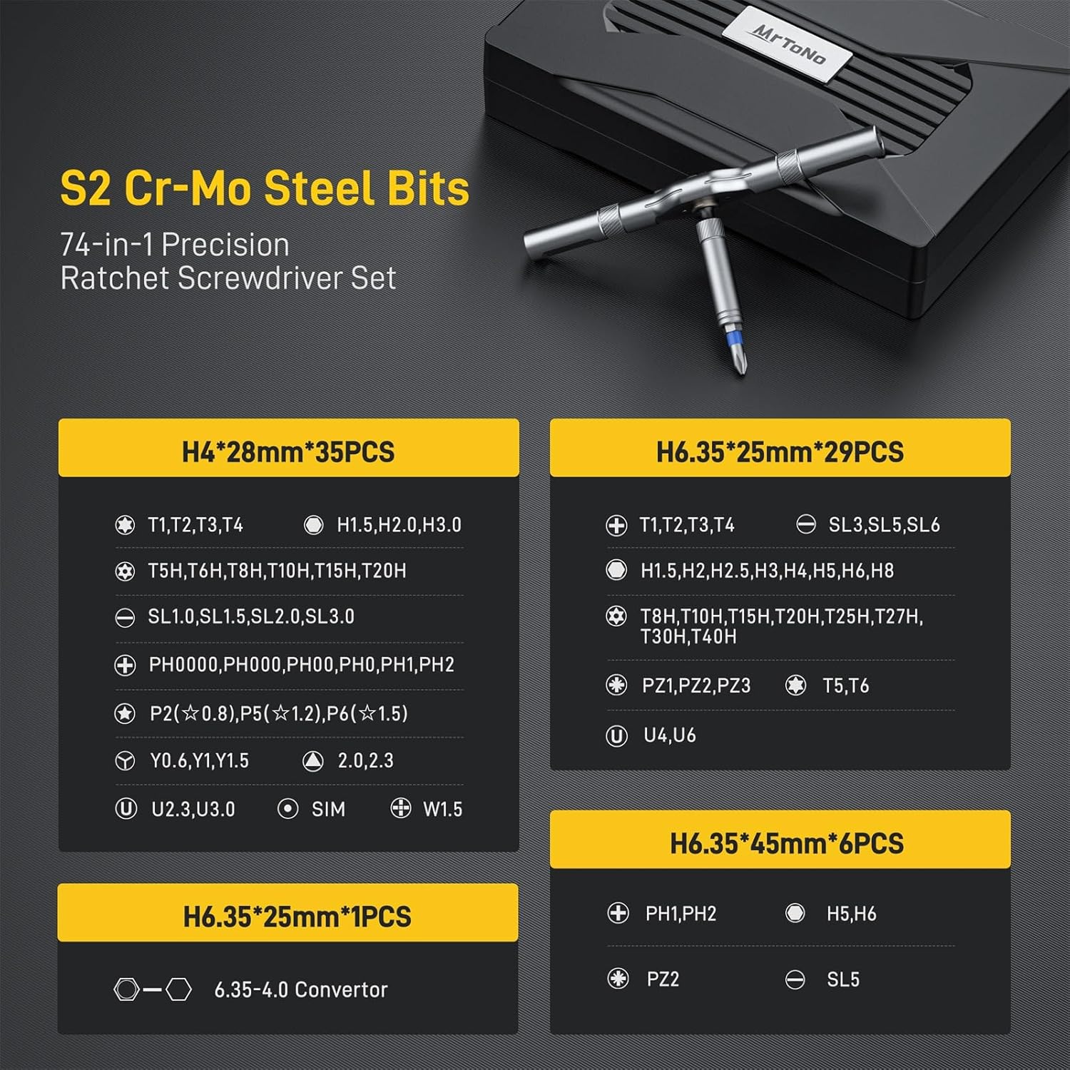 74 in 1 Magnetic Screwdriver Set, Ratchet Screw driver Set, Multi Bit Screwdriver Set with Detachable Handle, Repair Tool Kit for Furniture, Precision Electronics, Bicycle, Watch, DIY, Computer - Image 8