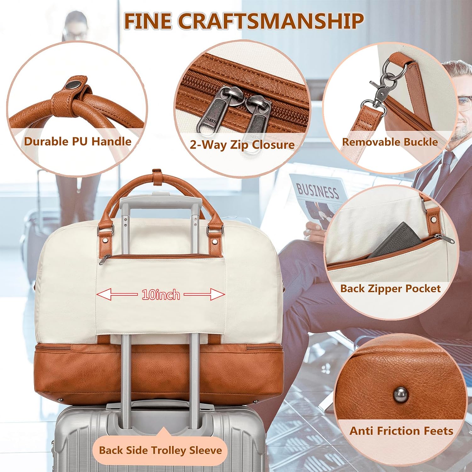 Wogarl Weekender Bags for Women Large Overnight Bag Weekend Travel Duffel Bag Carry on Shoulder with Shoe Compartment Toiletry Bag for Travel Business Gym - Image 5