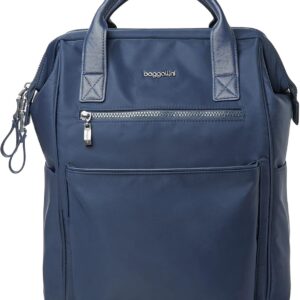 Baggallini Soho Backpack - Travel Laptop Backpack for Women - Lightweight Water-Resistant Luggage Bag, French Navy