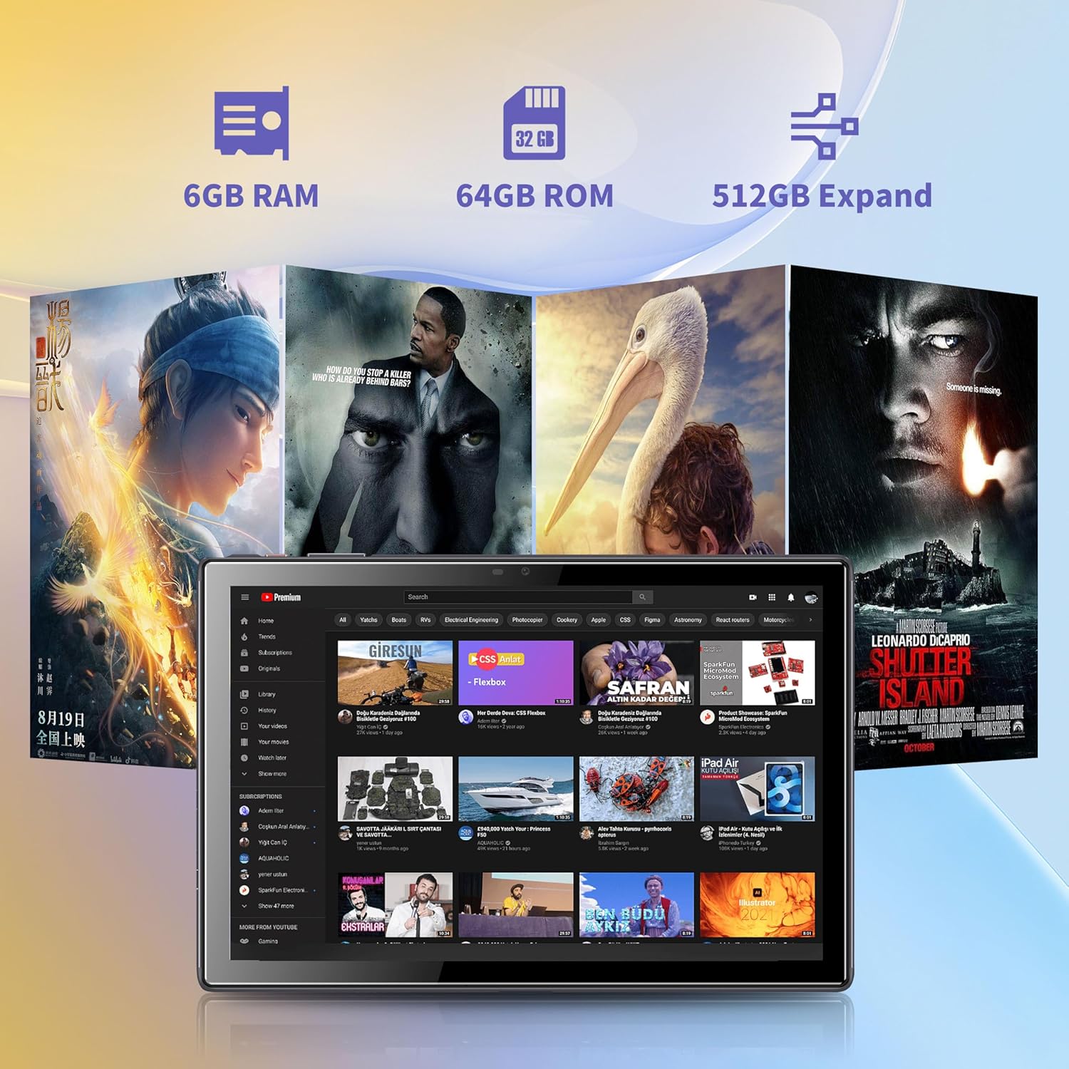 BYYBUO Tablet 10.1 inch Android 14 Tablets,6GB RAM+64GB ROM Quad-Core Processor 5000mAh Battery, 1280x800 IPS HD Touchscreen 5MP+8MP Camera, Bluetooth,WiFi (Grey) - Image 2