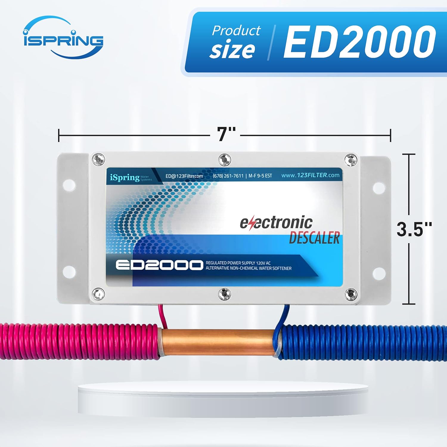 iSpring ED2000 Whole House Water Descaler, Alternative Electronic Salt-Free Hard Water Conditioner, Reduces Limescale Prevent Deposits Build-up, Different from a Water Softener - Image 5