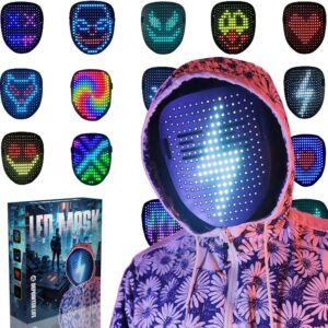 Depointer Life Led Mask with Gesture Sensing,Unisex LED Lighted Face Transforming Mask for Costume Cosplay Party Masquerade