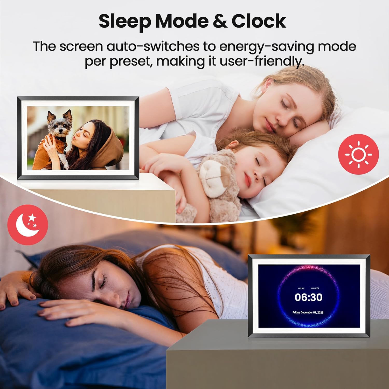 RCA 10.1” WiFi Digital Picture Frame, Electronic Photo Frames 32GB Storage, HD IPS Touch Screen WiFi Frame/Auto Rotate/Wall Mounted, Easy Setup in Uhale App to Share Photo/Video Anytime (Black) - Image 8