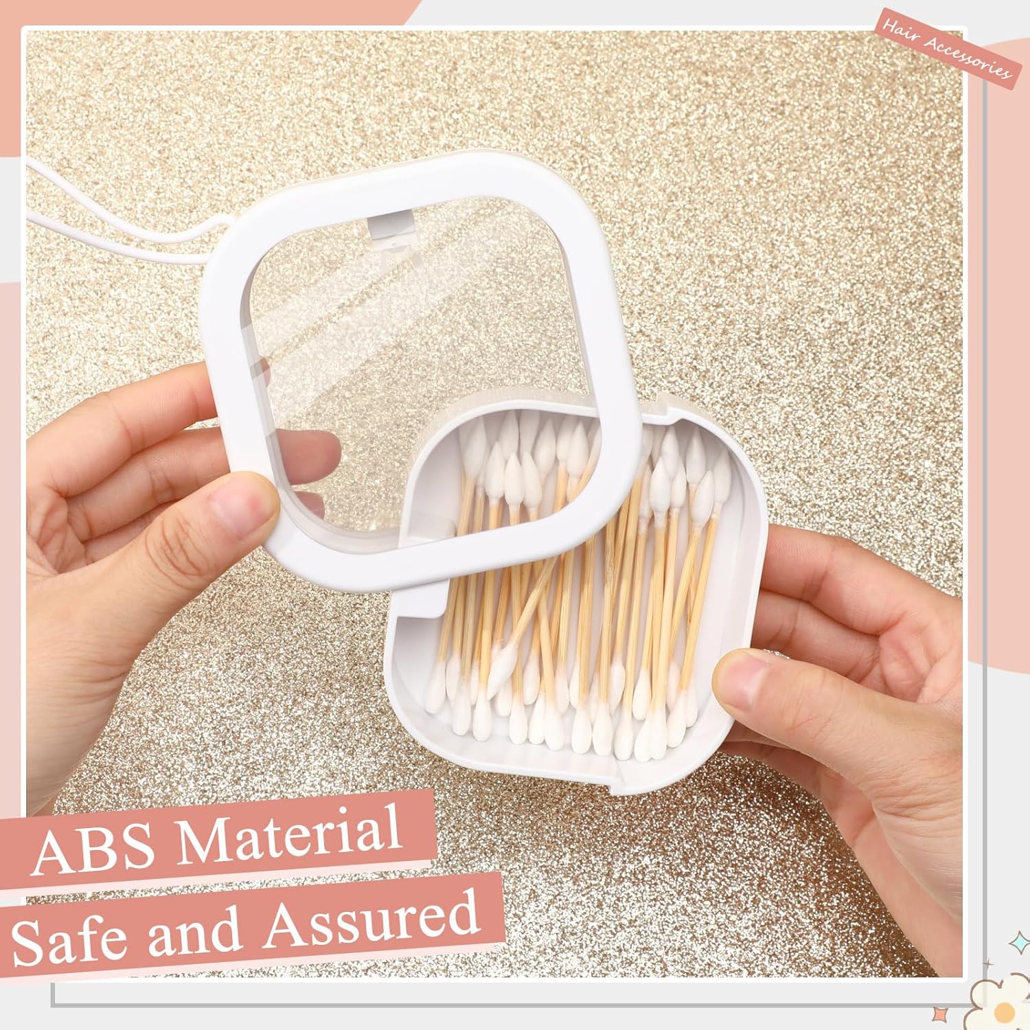 VOCOOL 3 Pcs Portable Hair Tie Organizer, Travel Qtip Holder, Hair Accessories Organizer, Storage Boxes, Hanging Small Items Containers, Cotton Swab Dispenser, Gifts for Girls, Women, Mom - Image 7