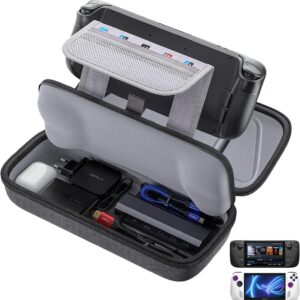 JSAUX Carrying Case Compatible with Steam Deck/ROG Ally, Protective Hard Shell Carry Case Built-in Charger & Docking Station Storage, Portable Travel Bag for Steam Deck OLED/ROG Ally X