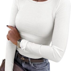 ANRABESS Women Long Sleeve Shirts Rib Knit Slim Fit Tops Basic Tee 2025 Fall Outfits Casual T-Shirt Underscrubs Layer Clothes