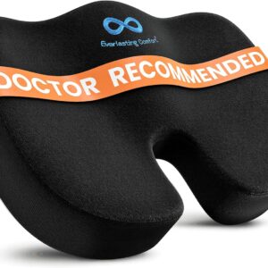 Everlasting Comfort Doctor Recommended Memory Foam Seat Cushion for Office Chairs & Car - Ergonomic Office Desk Accessories - Cushions for Tailbone Pain Relief, Sciatica & Back Support Pillow