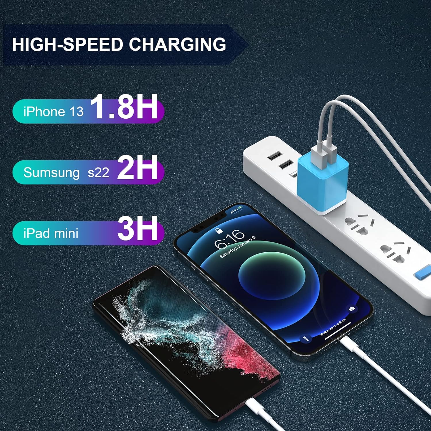 6Pack USB Wall Charger, iGENJUN 2.4A Dual USB Port Cube Power Plug Adapter Fast Phone Charger Block Charging Box Brick for iPhone 17/17 Pro/17 Pro Max/16, Samsung Galaxy, Pixel, LG, Android-Colorful - Image 6