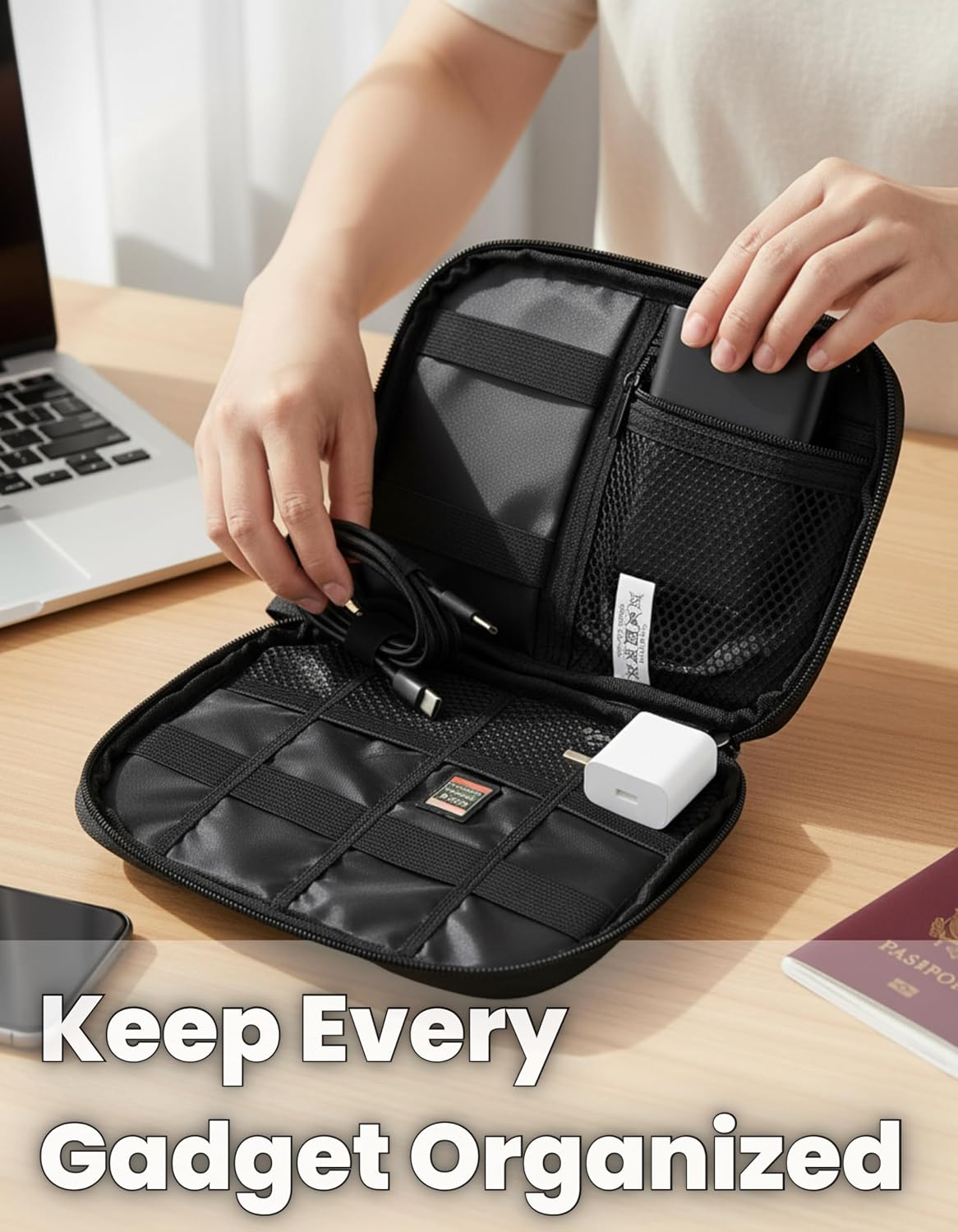 Digital Accessory Pouch – Portable Travel Organizer Bag for Cables, Chargers, Earphones, Power Banks & Tech Gadgets – Water Repellent Zipper Storage Case for Men & Women - Image 2