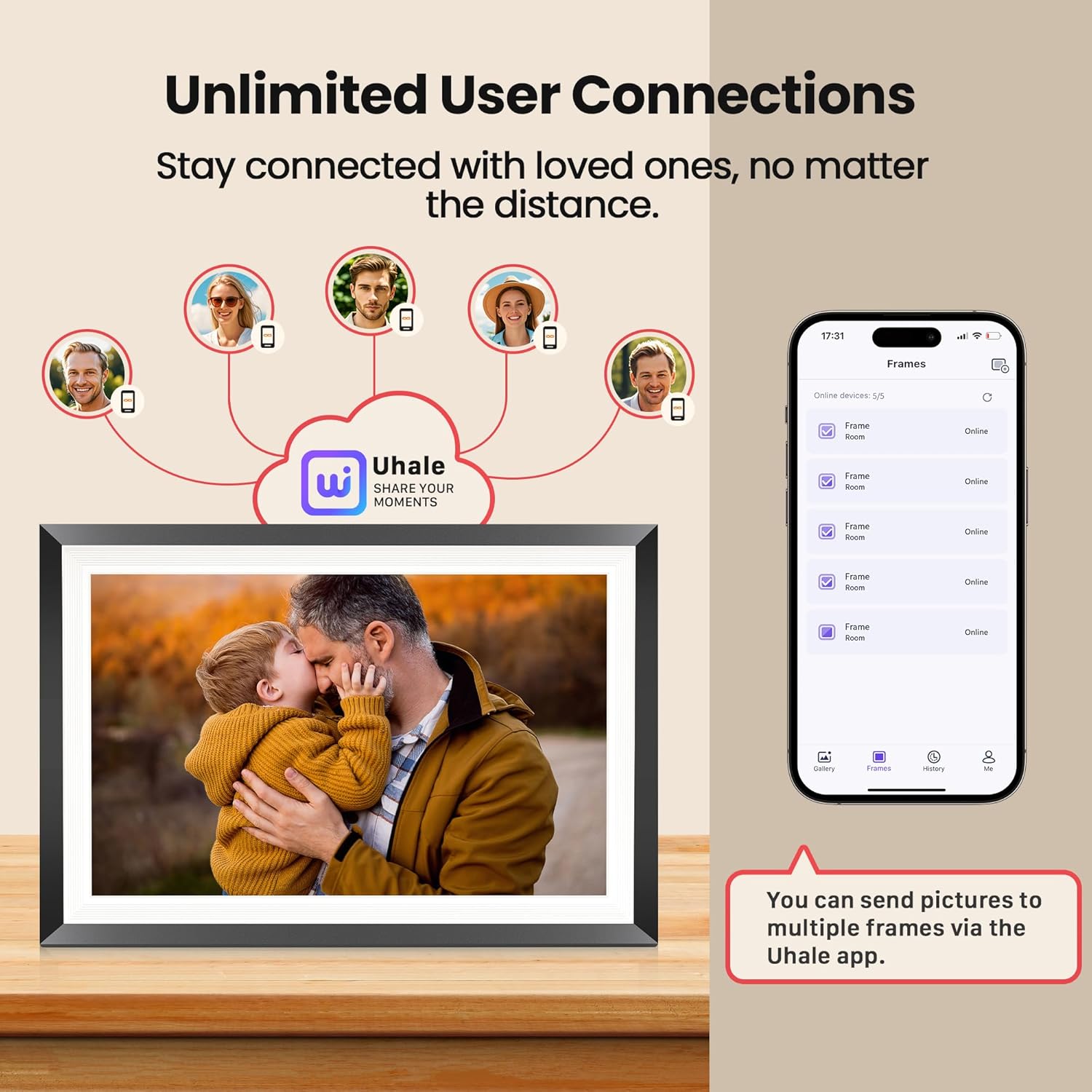RCA 10.1” WiFi Digital Picture Frame, Electronic Photo Frames 32GB Storage, HD IPS Touch Screen WiFi Frame/Auto Rotate/Wall Mounted, Easy Setup in Uhale App to Share Photo/Video Anytime (Black) - Image 5
