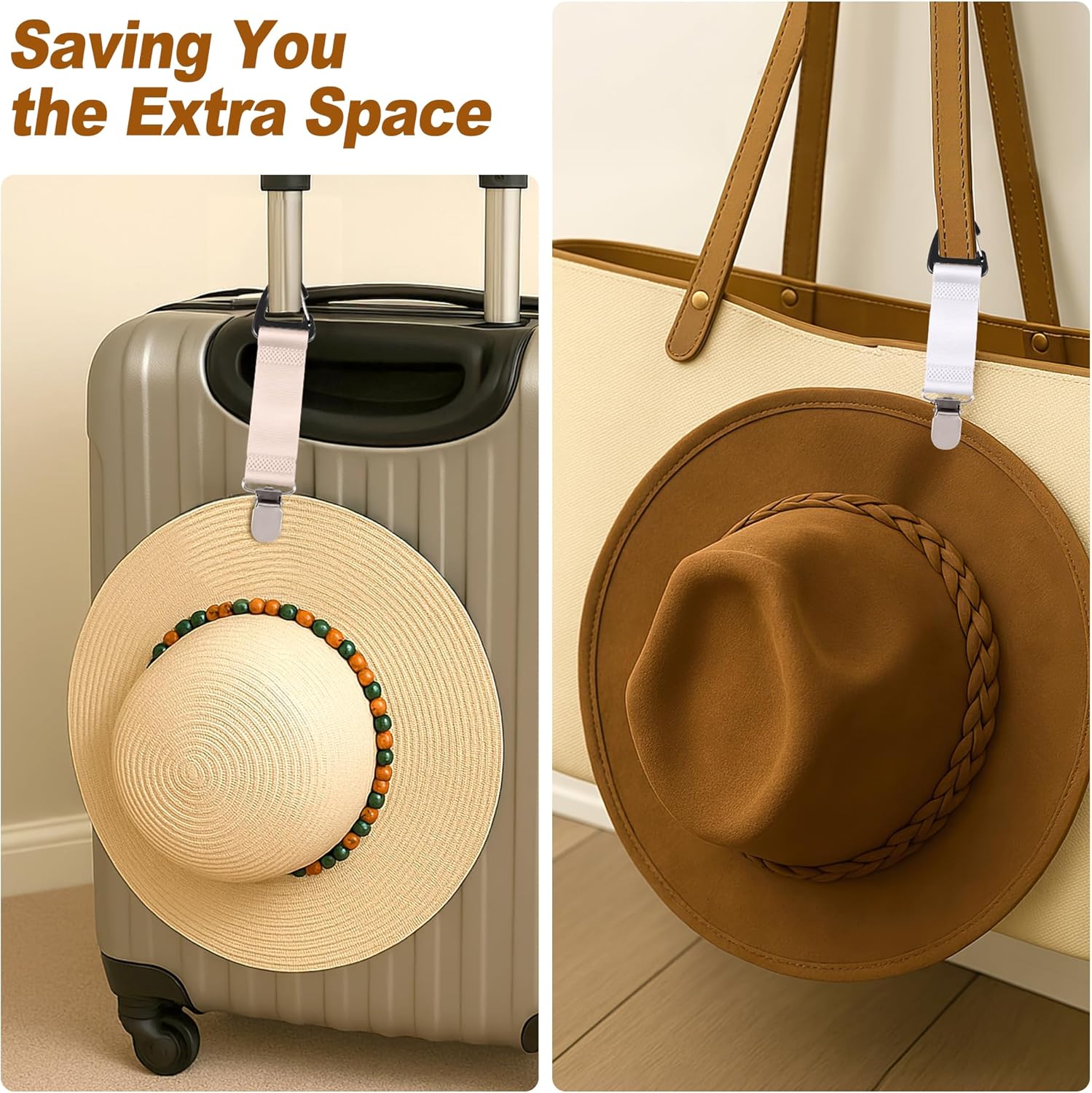 6 Pcs Hat Clip for Travel on Bag, Beach Vacation/Cruise Essentials Hats Holder, Strong Grip Space-saving Hat Clips Travel Accessories for Women/Family - Image 3