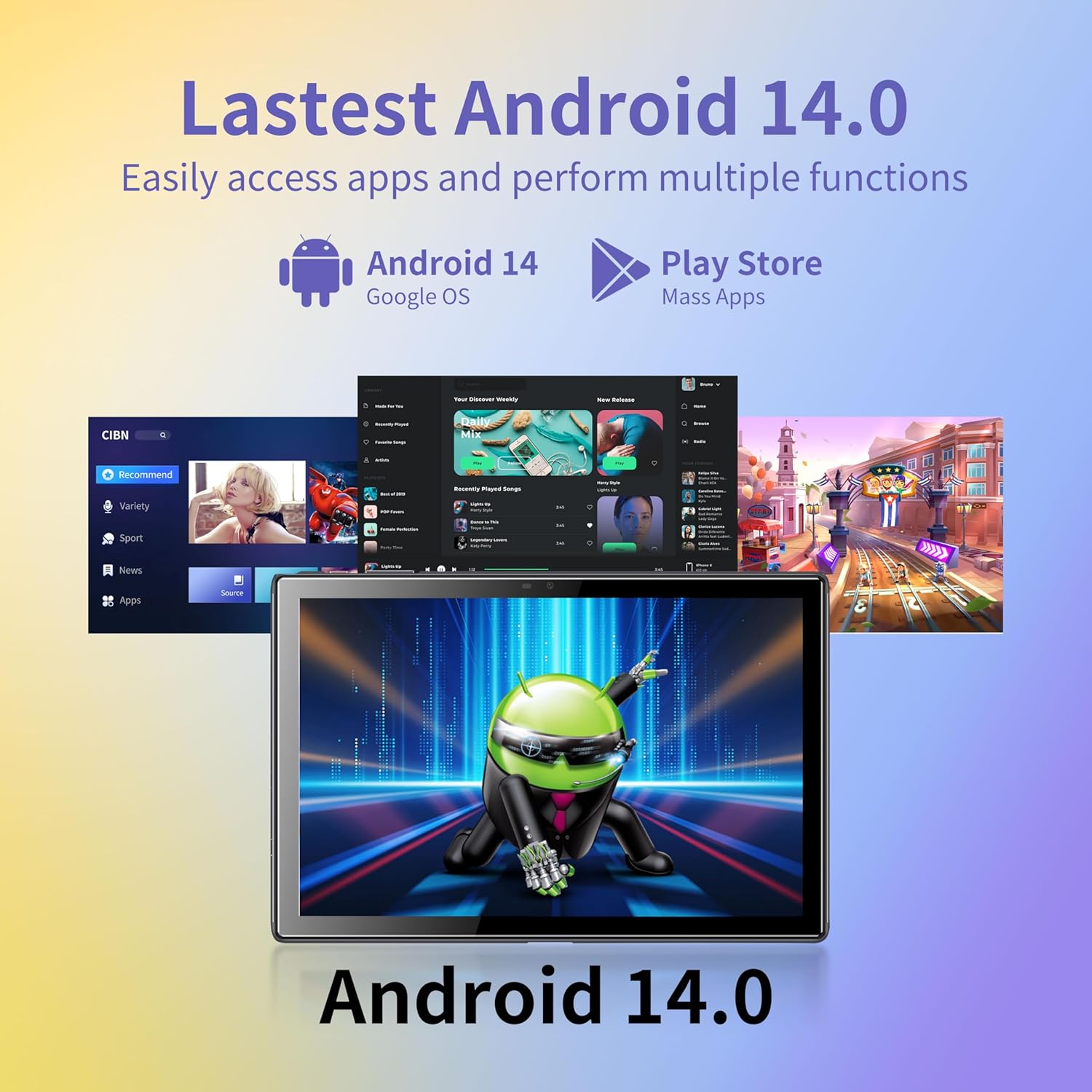 BYYBUO Tablet 10.1 inch Android 14 Tablets,6GB RAM+64GB ROM Quad-Core Processor 5000mAh Battery, 1280x800 IPS HD Touchscreen 5MP+8MP Camera, Bluetooth,WiFi (Grey) - Image 3