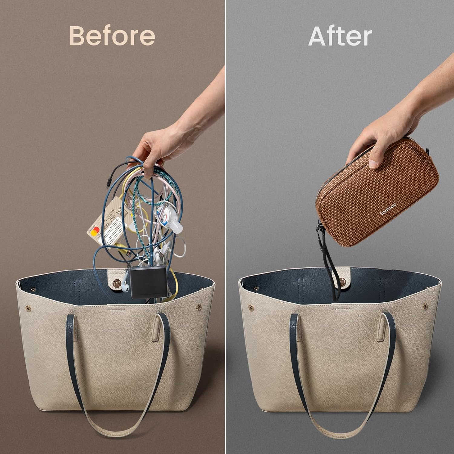 tomtoc Electronics Organizer Travel Case Performance, Water Resistant Bag Cable Tech Pouch Accessories, Carry Storage for Cord, Phone, Cables, Airpods, USB Flash Drive, Daily Items - Image 6