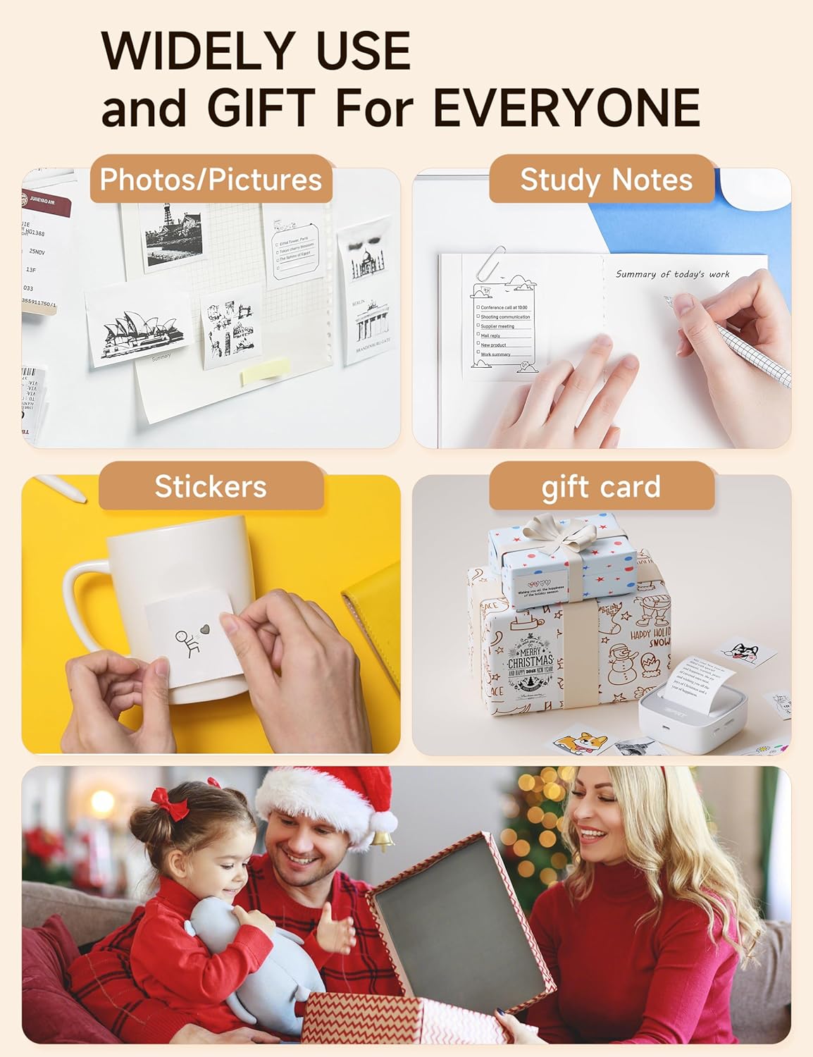 iDPRT Portable Sticker Maker Machine with 1 Roll Sticker Paper, Mini Printer Efficiently and Quickly, Thermal Printer for Study Notes, Pictures, DIY, Label, Free App with Multiple Templates, Grey - Image 4