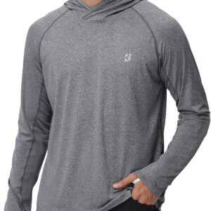 Roadbox Mens UPF 50+ Fishing Shirts, Long Sleeve UV Sun Hoodie, Hiking Running Swim Athletic Workout Shirt