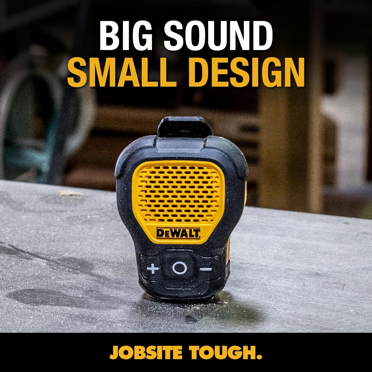 DEWALT Wearable Bluetooth Speaker (Updated Version), Clip-On Wireless Jobsite Pro Water-Resistant Portable Speaker (Non-Magnetic), Built-in Mic for Hands-Free Music/Calls, Bluetooth Speaker (Yellow) - Image 6