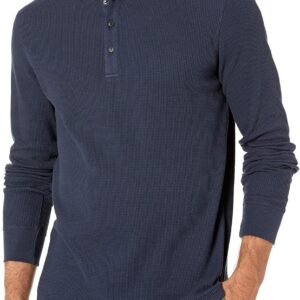 Amazon Essentials Henley Long Sleeve Shirts for Men, Regular-Fit Waffle