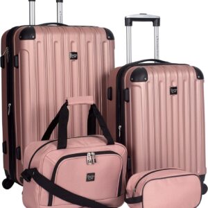 Travelers Club Midtown Hardside 4-Piece Luggage Travel Set, Rose Gold