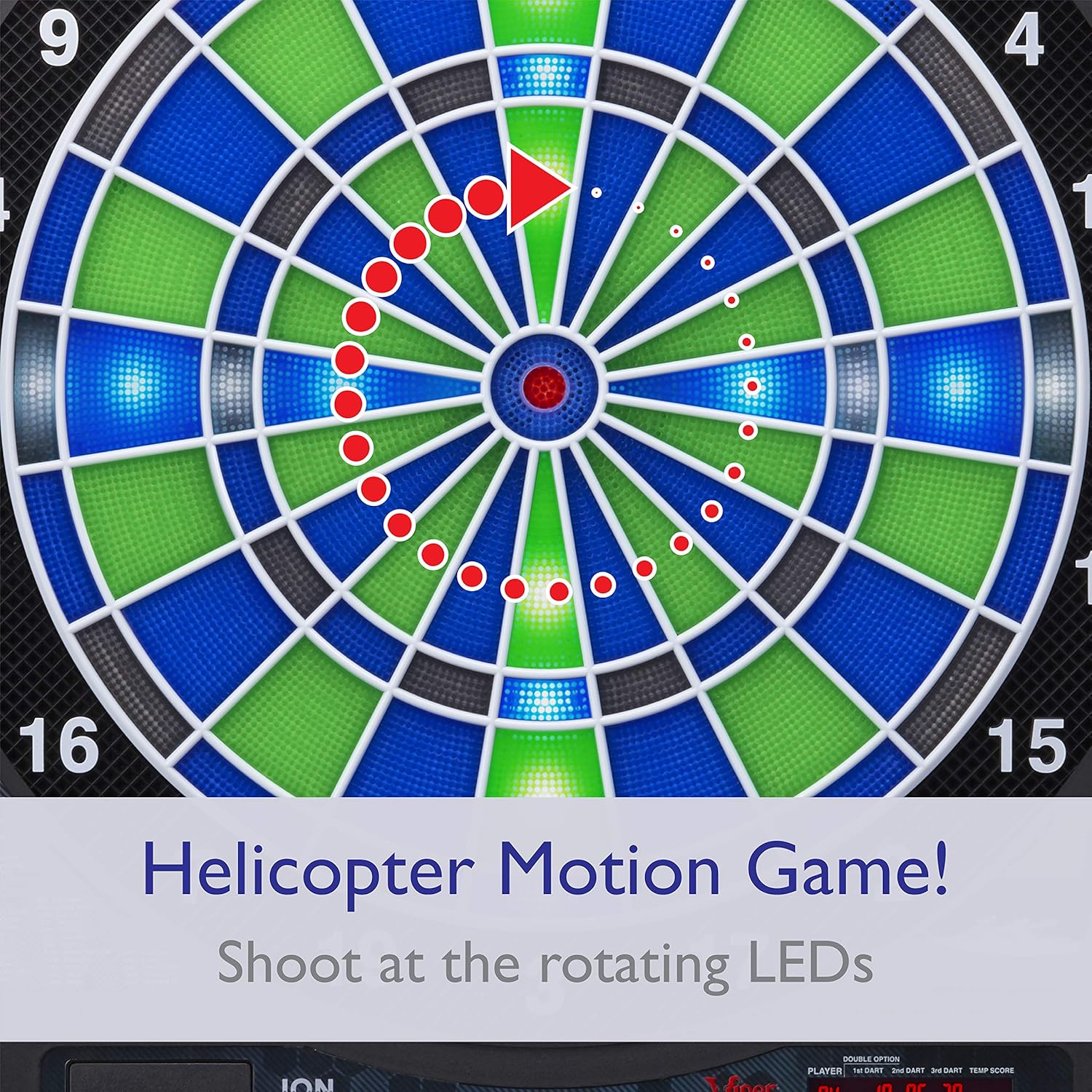 Viper Ion Electronic Dartboard, Illuminated Segments, Light Based Games, Green and Blue Segment Colors, Ultra Thin Spider to Increased Scoring Area - Image 6