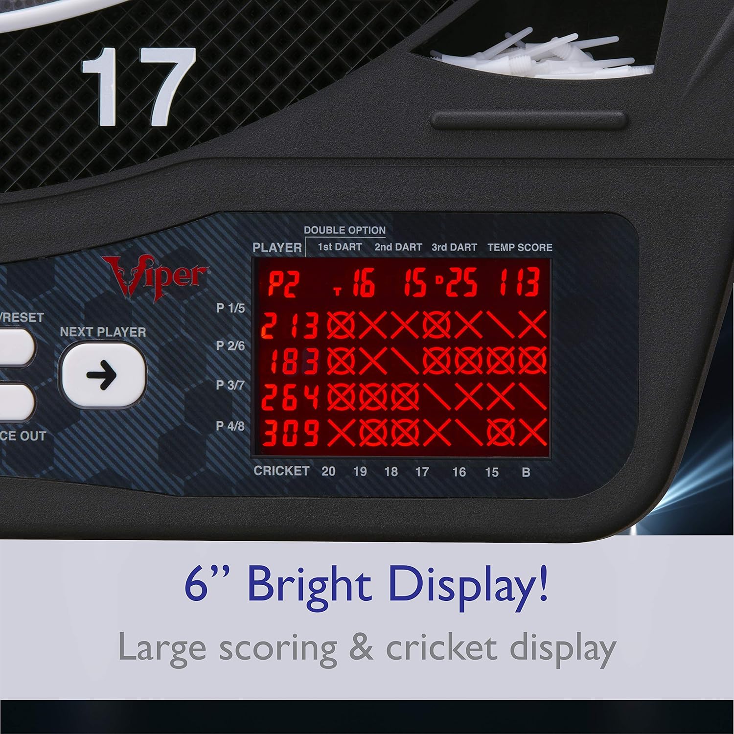 Viper Ion Electronic Dartboard, Illuminated Segments, Light Based Games, Green and Blue Segment Colors, Ultra Thin Spider to Increased Scoring Area - Image 5