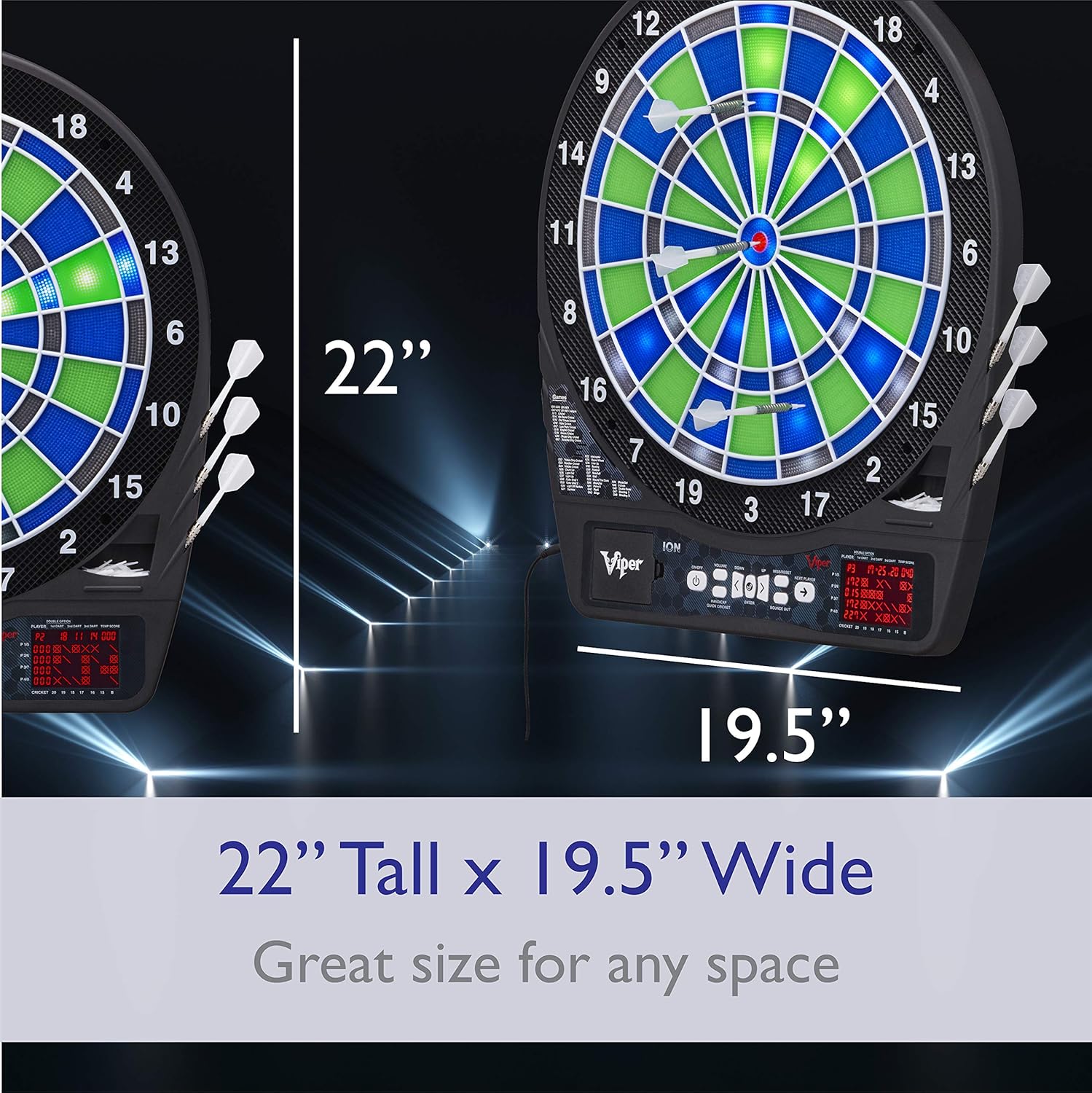 Viper Ion Electronic Dartboard, Illuminated Segments, Light Based Games, Green and Blue Segment Colors, Ultra Thin Spider to Increased Scoring Area - Image 12